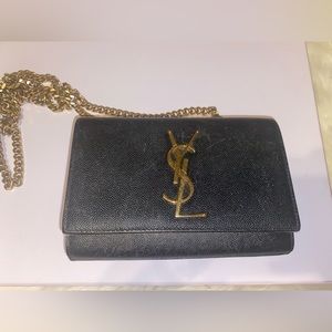 Saint Laurent Kate Black/Gold Crossbody Small Bag